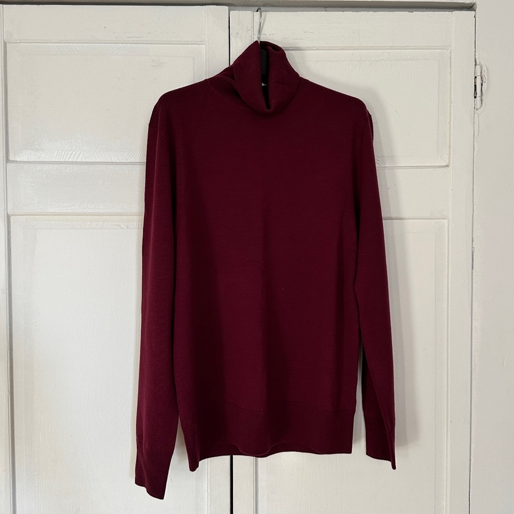 Men’s Maroon Mr. Turk 100% Merino Wool Turtleneck Size S 